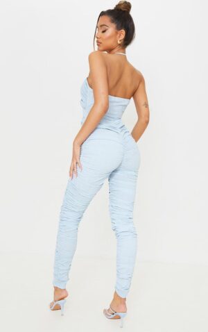V0A014 PRETTYLITTLETHING LETNI MARSZCZONY KOMBINEZON NIEBIESKI 44 XXL - obrazek 2