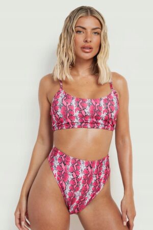 X9E204 BOOHOO BIKINI FIGI WYSOKI STAN PRINT RÓŻ 44 - obrazek 4