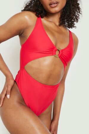 M1A207 BOOHOO CZERWONY STRÓJ KĄPIELOWY WYCIĘTY XL - obrazek 4