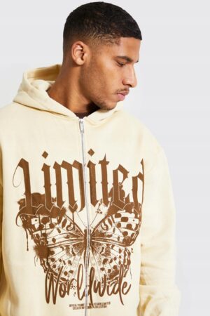 X7C04 BOOHOOMAN BLUZA MĘSKA Z KAPTUREM BEŻOWA S S - obrazek 3