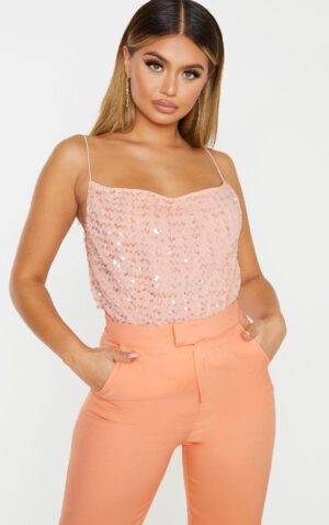 X7B312 PRETTYLITTLETHING OZDOBNE BODY NA RAMIĄCZKACH CEKINY 34 XS - obrazek 4