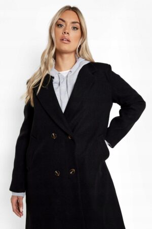 X3A103 BOOHOO PŁASZCZ DAMSKI KLASYCZNY CZARNY 48 4XL 4XL - obrazek 2