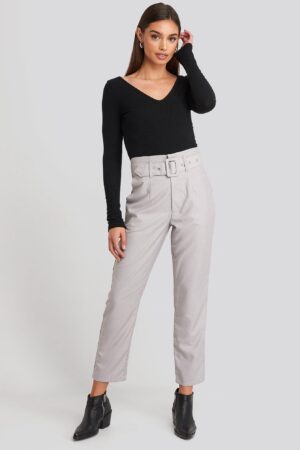 X3B207 CZARNA BLUZKA Z DŁUGIM RĘKAWEM LONG SLEEVE W PRĄŻKI NA-KD M - obrazek 3