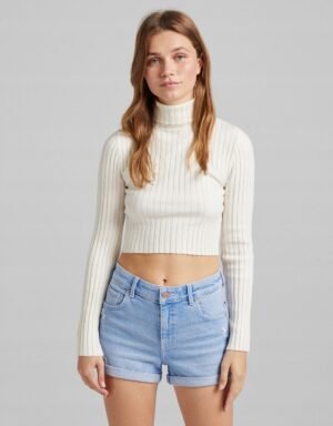 Z2D212 BERSHKA JEANSOWE KRÓTKIE SPODENKI SZORTY PRZETARCIA XS - obrazek 4