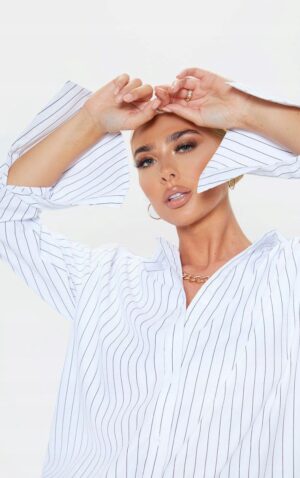 X1F305 PRETTYLITTLETHING SUKIENKA KOSZULOWA W PASKI MINI 36 - obrazek 3