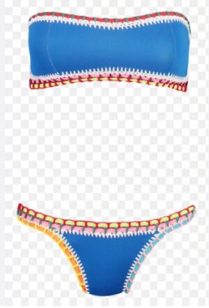 X9G123 BOOHOO DAMSKIE NIEBIESKIE BIKINI PIANKOWE HAFT 40 - obrazek 2