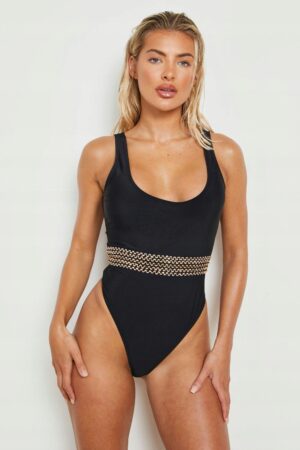 Z1G206 BOOHOO STRÓJ KĄPIELOWY DAMSKI CZARNY XL - obrazek 4