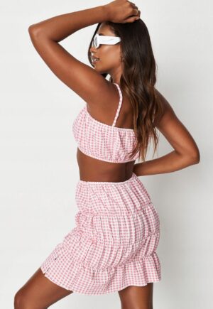 M1D002 MISSGUIDED RÓŻOWA SPÓDNICA W KRATKĘ 36 S - obrazek 2