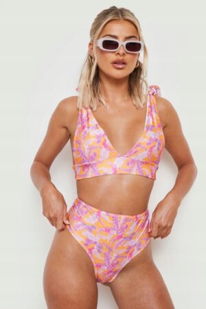 M6D302 BOOHOO TROPIKALNE BIKINI WYSOKI STAN FIGI L - obrazek 2