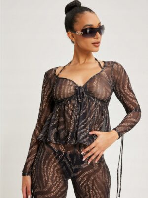 M4B225 MISSGUIDED BLUZECZKA DAMSKA WIĄZANA 42 - obrazek 2