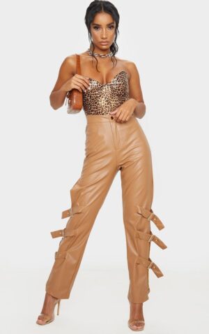 Z9F301 BODY GORSET Z FISZBINAMI PANTERKA EKO SKÓRA PRETTYLITTLETHING 34 - obrazek 3