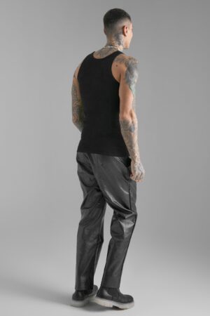 M3B107 BOOHOO MAN CZARNY TANK TOP SLIM FIT S - obrazek 2