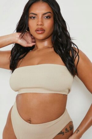X9E208 BOOHOO PLUS SIZE OPASKA BIKINI BEŻOWA 48 - obrazek 2