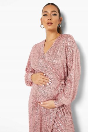 M2G110 BOOHOO MATERNITY SUKIENKA MIDI CEKINY 36 - obrazek 4