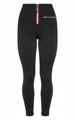 Z9F302 PRETTYLITTLETHING CZARNE LEGGINSY SPORTOWE Z ZAMKIEM 34 XS - obrazek 2