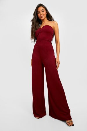 X2C008 BOOHOO ELEGANCKI KOMBINEZON BORDOWY 38M M