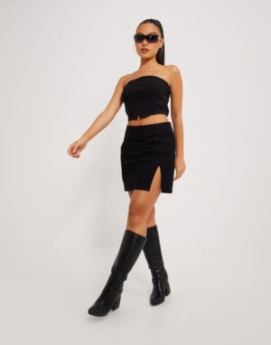 X6F005 NELLY DAMSKI CROP TOP GORSET CZARNY NA LATO 38 M