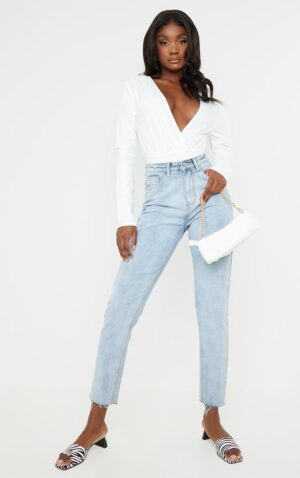 X2F107 KOPERTOWE BODY Z DŁUGIM RĘKAWEM DEKOLT V PRETTYLITTLETHING TALL M - obrazek 5
