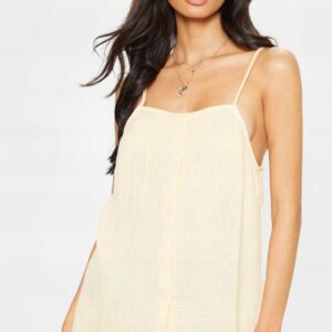 Z3A114 PRETTYLITTLETHING BAWEŁNIANA BEŻOWA BLUZKA TOP NA RAMIĄCZKACH 34 XS