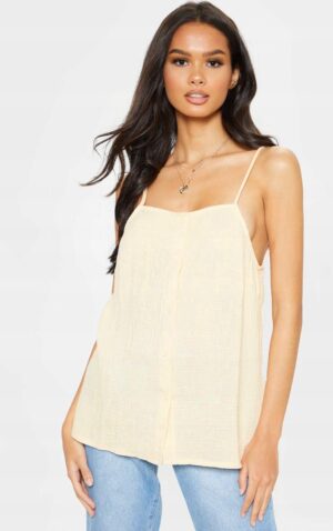 Z3A114 PRETTYLITTLETHING BAWEŁNIANA BEŻOWA BLUZKA TOP NA RAMIĄCZKACH 34 XS