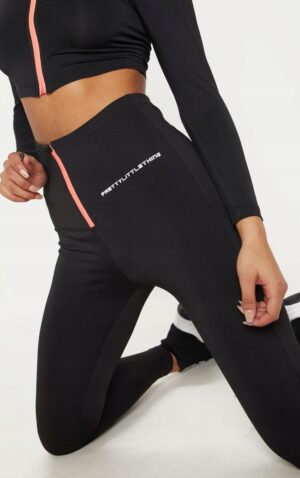Z9F302 PRETTYLITTLETHING CZARNE LEGGINSY SPORTOWE Z ZAMKIEM 34 XS - obrazek 5