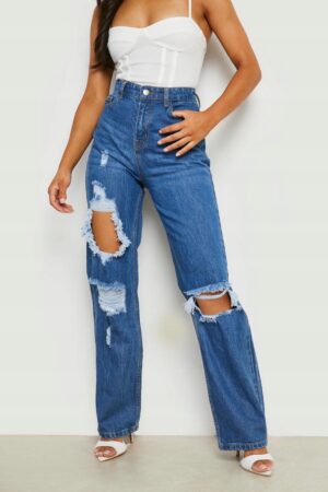 M1E201 BOOHOO SPODNIE DAMSKIE PETIT JEANSOWE S - obrazek 3