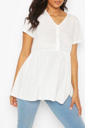 X8F024 BOOHOO MATERNITY BLUZKA BIAŁA FALBANA 38 M - obrazek 2