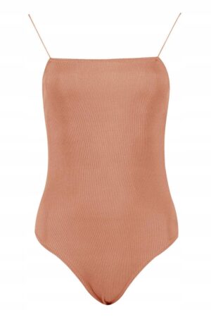 M2C107 BOOHO PRĄŻKOWANE BODY BEŻOWE XS - obrazek 2