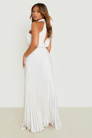 X6D001 BOOHOO PLUS BIAŁA PLISOWANA SUKIENKA 44 XXL - obrazek 2