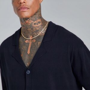 X4E310 BOOHOOMAN T-SHIRT MĘSKI CZARNY ROZPINANY S 36 S