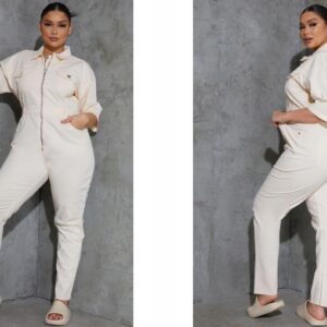 M9B101 DAMSKI KOMBINEZON Z KRÓTKIM RĘKAWEM NA ZAMEK PRETTYLITTLETHING 44