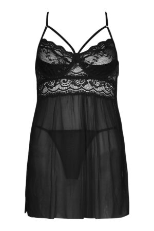 X2F206 BOOHOO CZERWONY KOMPLET BABYDOLL TIUL 42 XL XL - obrazek 2