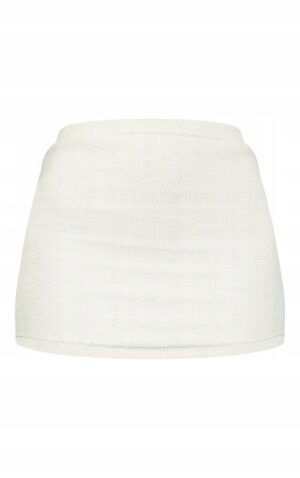 X6D009 PRETTYLITTLETHING SPÓDNICA BEŻOWA OŁÓWKOWA DZIANINOWA MINI XS