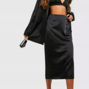 M2F306 BOOHOO SPÓDNICA DAMSKA CZARNA MIDI XXL