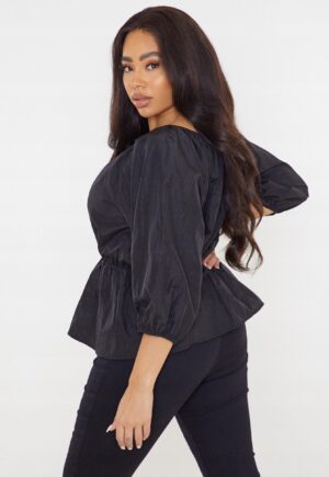 M1D013 MISSGUIDED PLUS CZARNY TOP Z BASKINKĄ 50 - obrazek 4