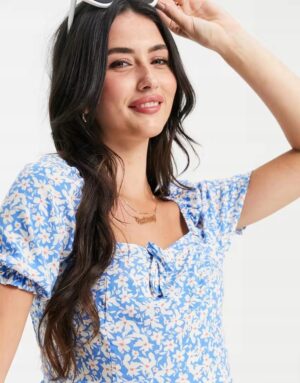 X6G013 NEW LOOK MATERNITY WZORZYSTA BLUZKA CIĄŻOWA NIEBIESKA 40 - obrazek 4