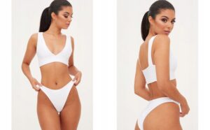 Z3F008 BIUSTONOSZ OD BIKINI BIAŁY DEKOLT V PRETTYLITTLETHING 36