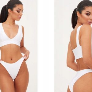 Z3F008 BIUSTONOSZ OD BIKINI BIAŁY DEKOLT V PRETTYLITTLETHING 36