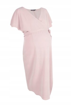 M8F101 KOPERTOWA SUKIENKA CIĄŻOWA WIĄZANA W PASIE BOOHOO MATERNITY 40 - obrazek 3