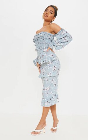 X6B213 PRETTYLITTLETHING DAMSKA SUKIENKA TUBA Z MOTYWEM KWIATOWYM XXS