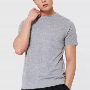 X5C203 BOOHOO MAN SZARY KLASYCZNY PROSTY T-SHIRT Z KRÓTKIM RĘKAWEM M