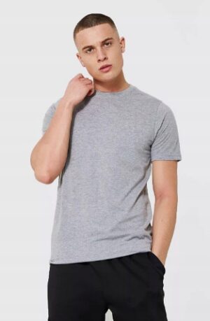 X5C203 BOOHOO MAN SZARY KLASYCZNY PROSTY T-SHIRT Z KRÓTKIM RĘKAWEM M