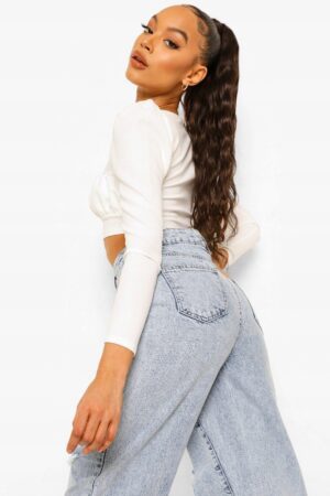 Z2G205*BOOHOO BIAŁY CROP TOP MARSZCZENIE XL 42 A00 - obrazek 5