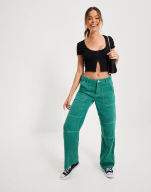 M4C207 NELLY CZARNA BLUZKA TOP CROPPED PRĄŻKI XS