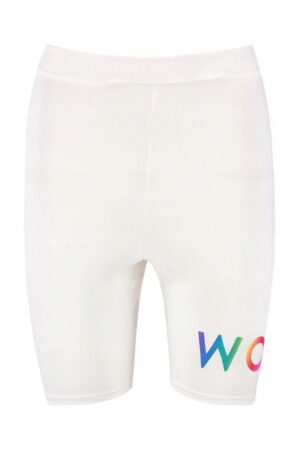 Z7E306 BOOHOO BIAŁE KRÓTKIE LEGGINSY Z NAPISEM KOLARKI 36 S - obrazek 3