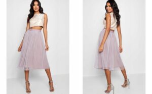 M7F201 BOOHOO ROZKLOSZOWANA TIULOWA SPÓDNICA FIOLETOWA 38 M