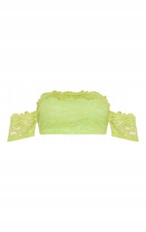 Z0D107 PRETTYLITTLETHING NEON LIMONKA KORONKOWY TOP OPASKA 44 XXL - obrazek 4