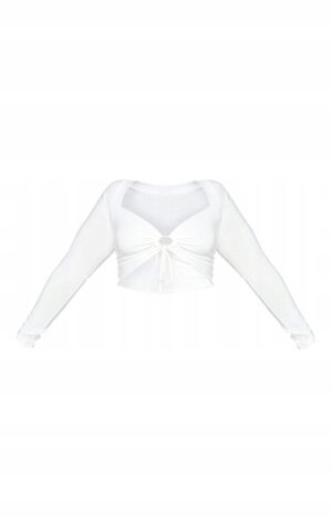 X6D312 PLT PLUS KREMOWA BLUZKA CROP TOP 58 7XL - obrazek 3