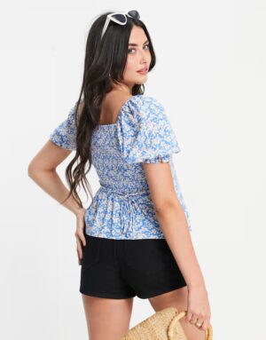 X6G013 NEW LOOK MATERNITY WZORZYSTA BLUZKA CIĄŻOWA NIEBIESKA 40 - obrazek 3