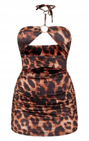M6F014 DOPASOWANA SUKIENKA W PANTERKĘ Z WYCIĘCIAMI PRETTYLITTLETHING 32 - obrazek 4
